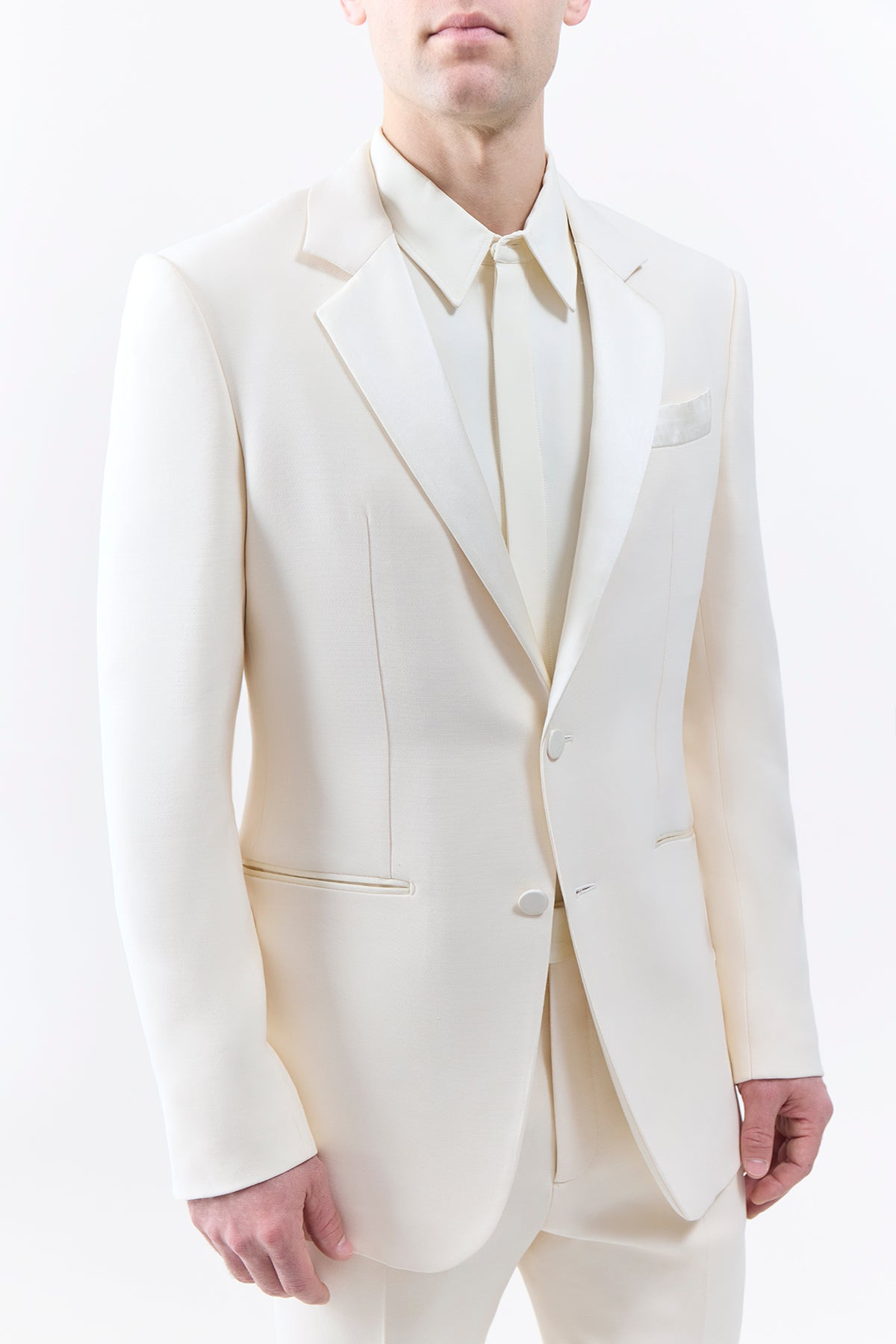Nicolson Jacket in Ivory Silk Wool Cady - 6