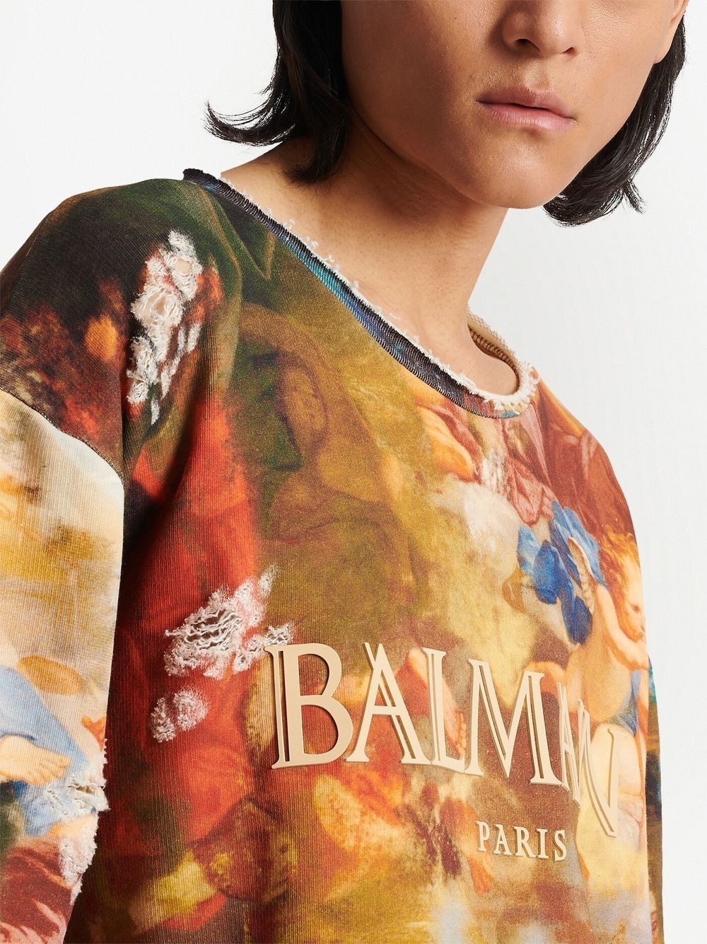 paint-print long-sleeved top - 5