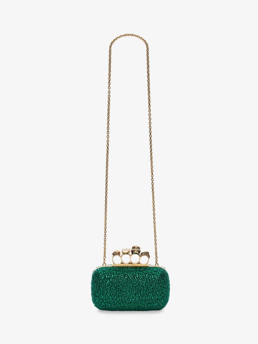 Women's Skull Four Ring Clutch in Emerald - 5