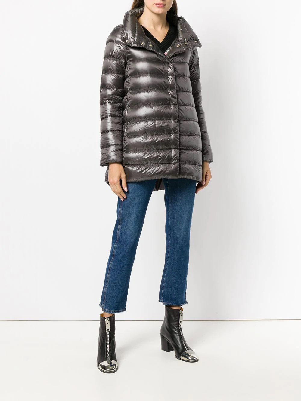 funnel-neck padded coat - 3