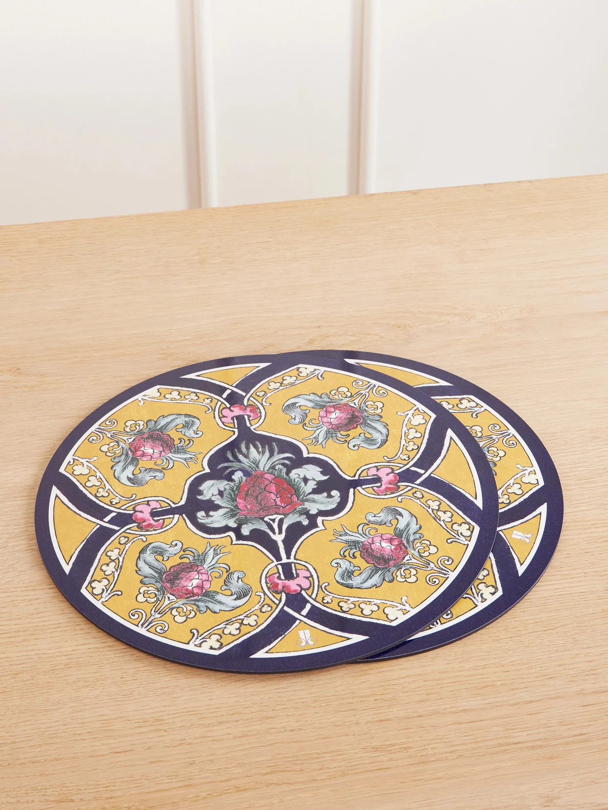 Set Of Two Panted Wood Placemats - 1
