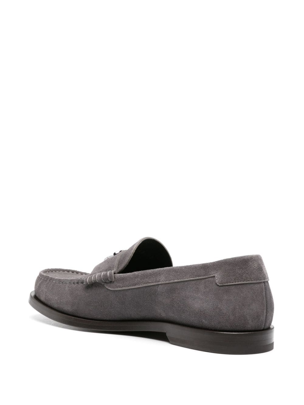 logo-plaque suede loafers - 3