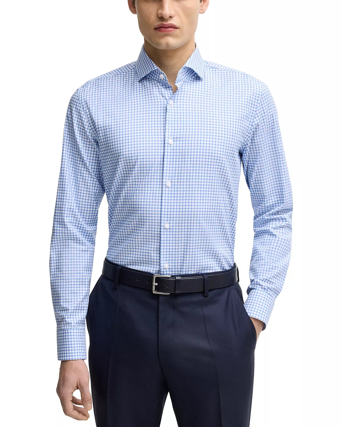 Hank Slim Fit Check Dress Shirt - 1
