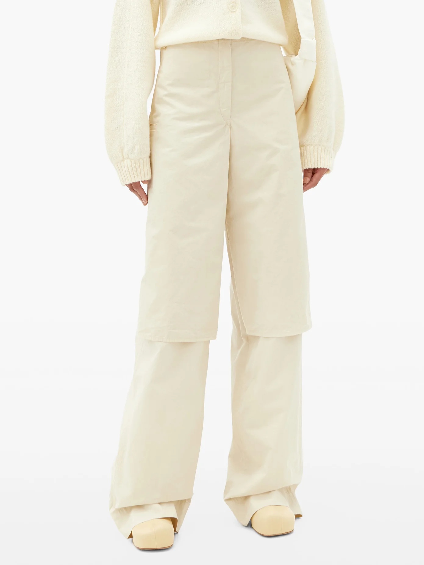 Layered cotton-ventile wide-leg cargo trousers - 6