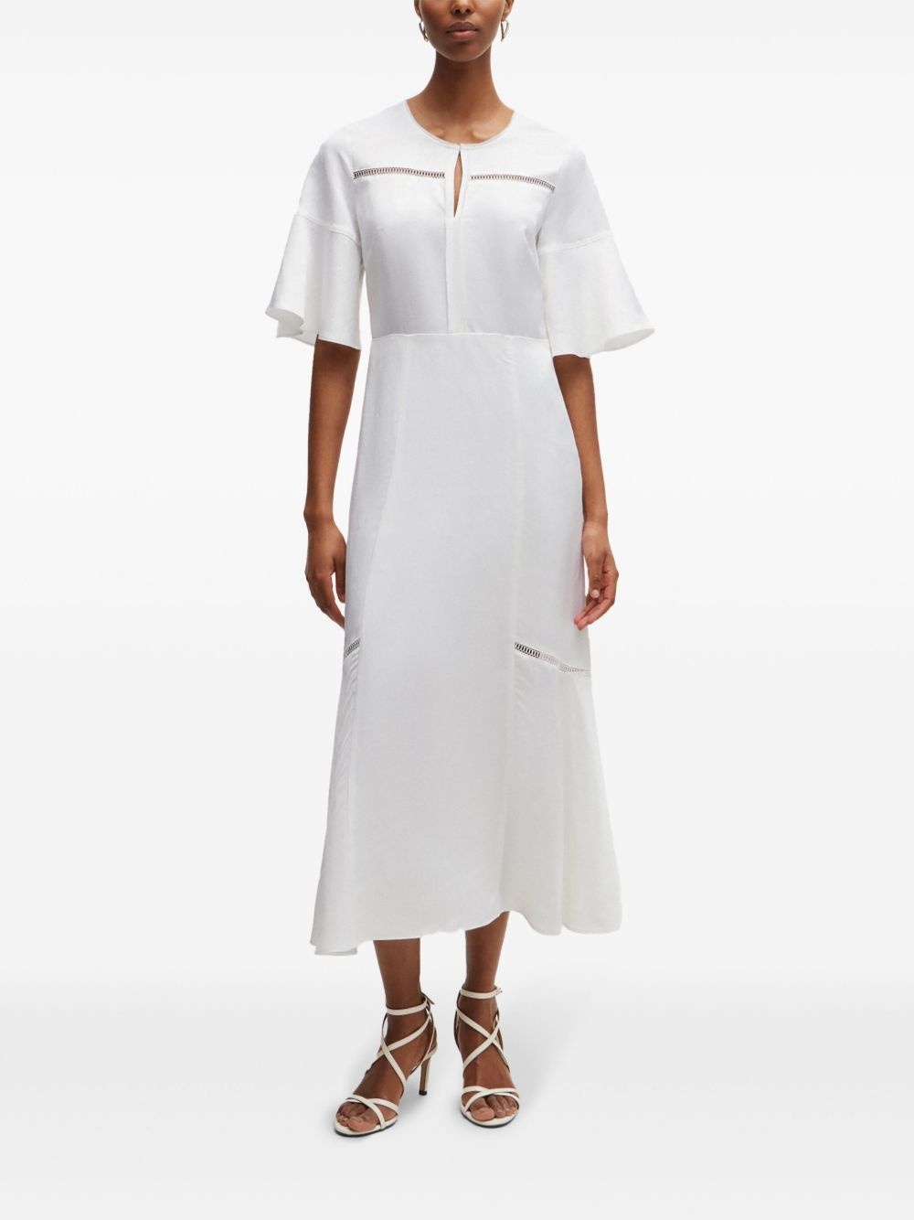 perforated-detailing flared midi dress - 2