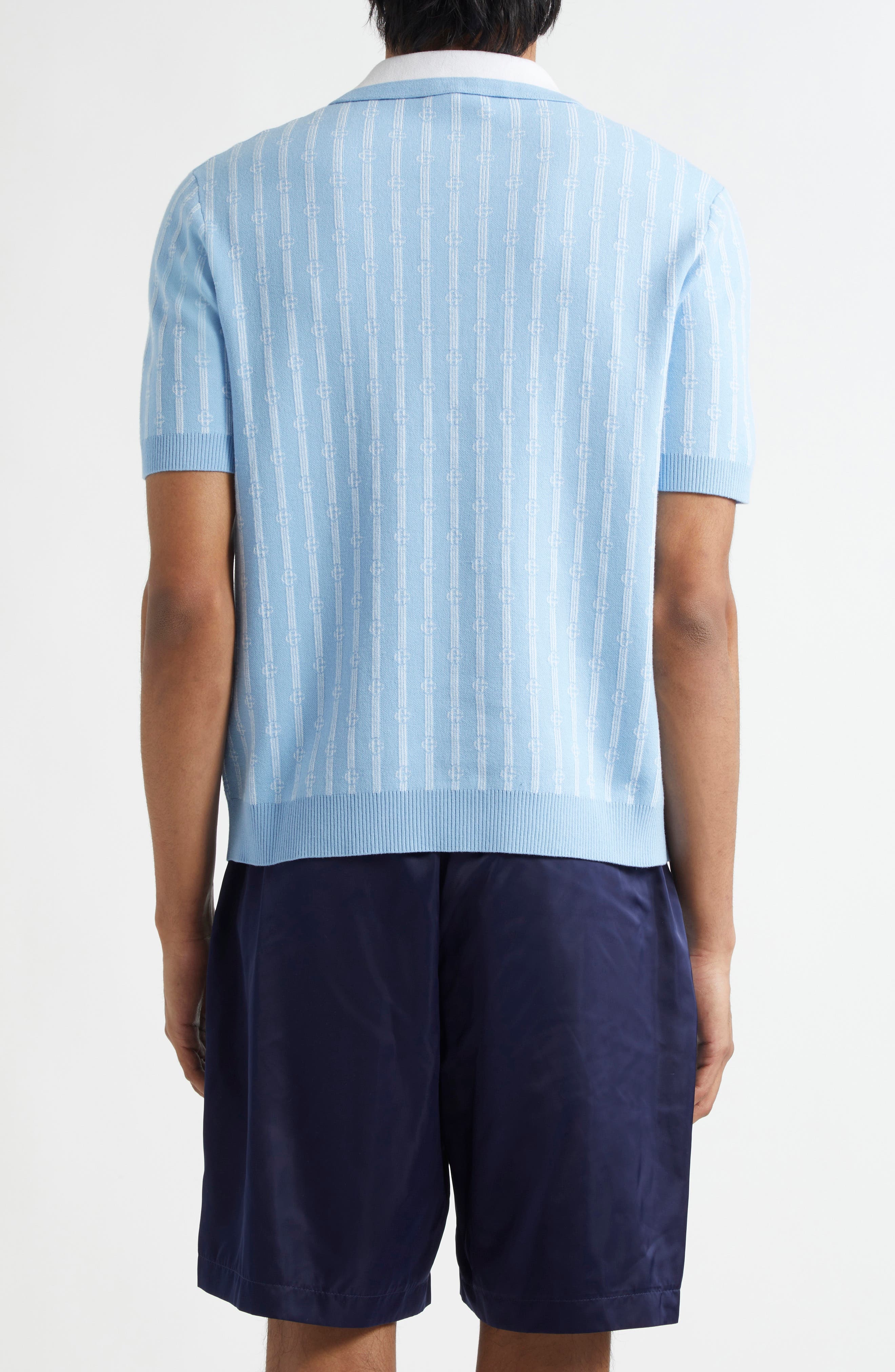 Casablanca Monogram Stripe Jacquard Polo in Blue at Nordstrom - 3