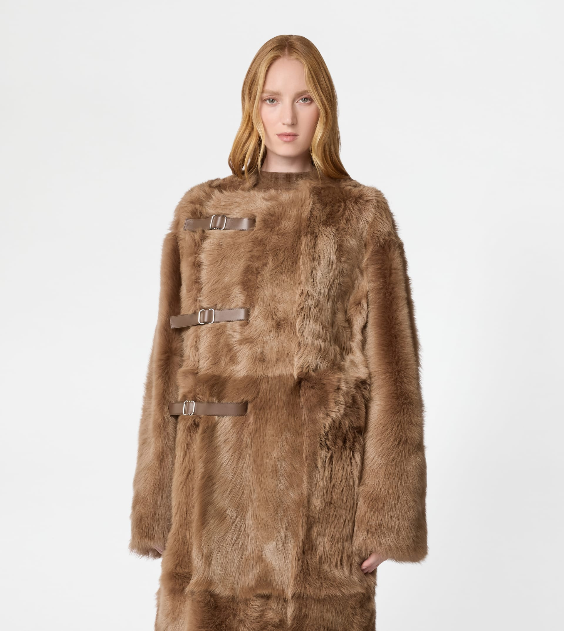 OVER COAT IN SHEARLING - BROWN - 4