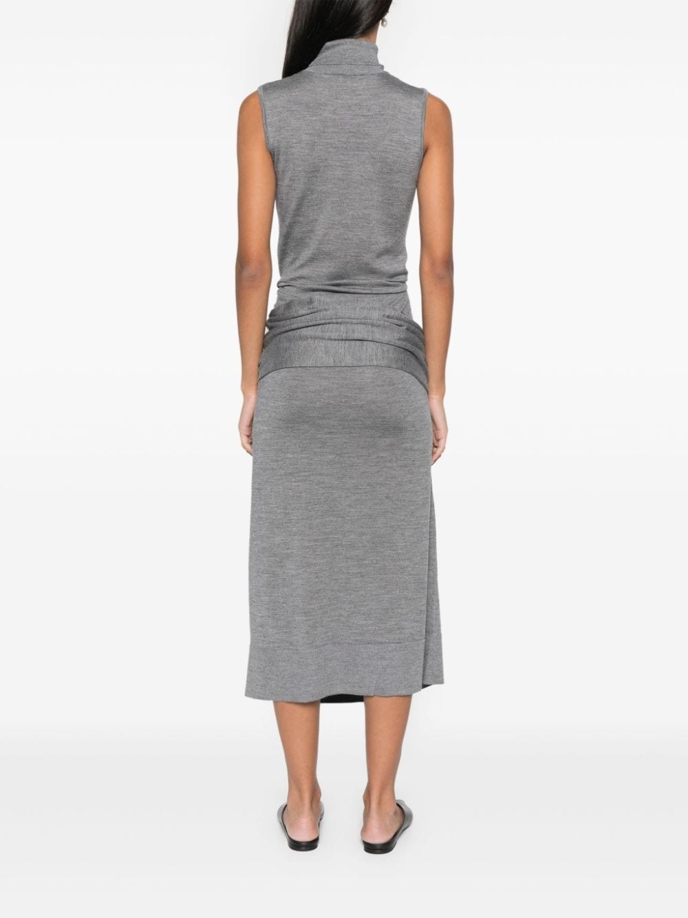 draped midi dress - 4