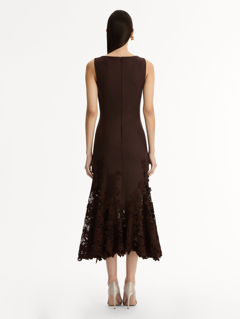 PORCELAIN FLOWER GUIPURE TRUMPET DRESS 3