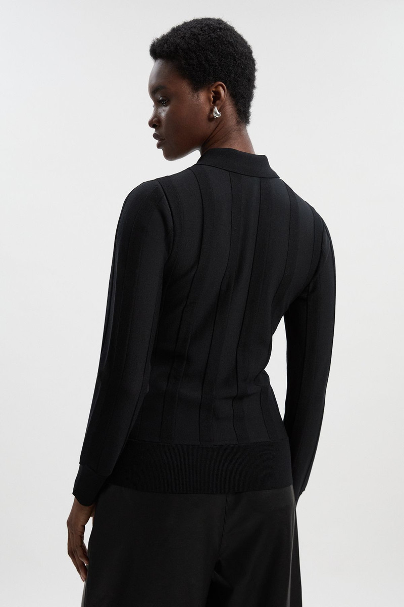 Rib Knit Colour Block Zip Through Top 5