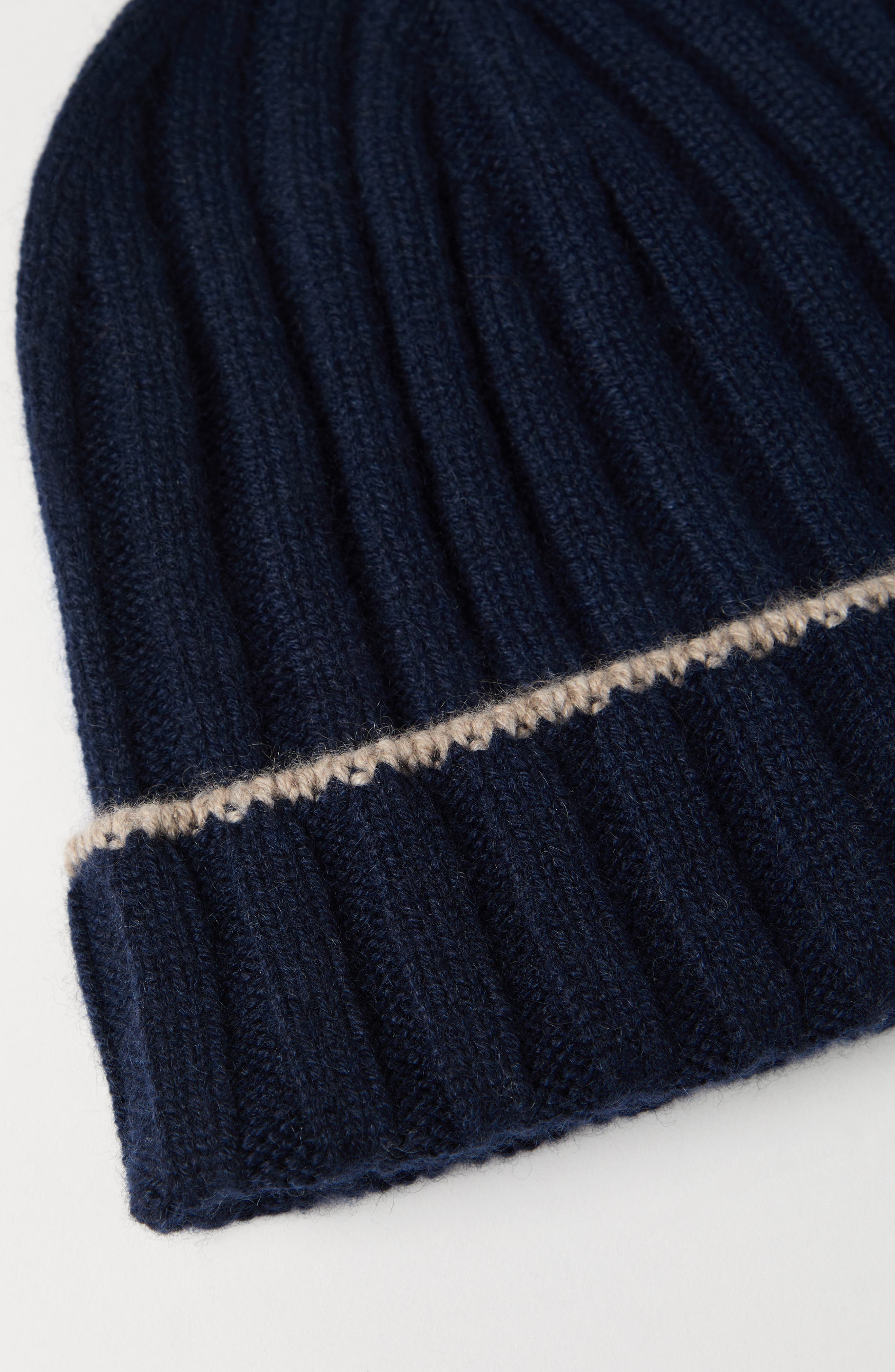 Brunello Cucinelli Cashmere rib knit beanie in Navy Blue at Nordstrom - 3