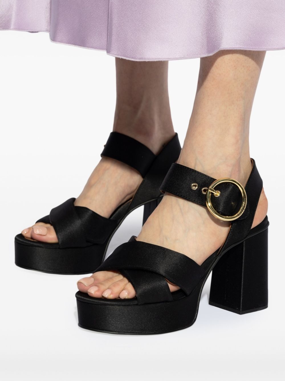 satin 110mm platform sandals - 5