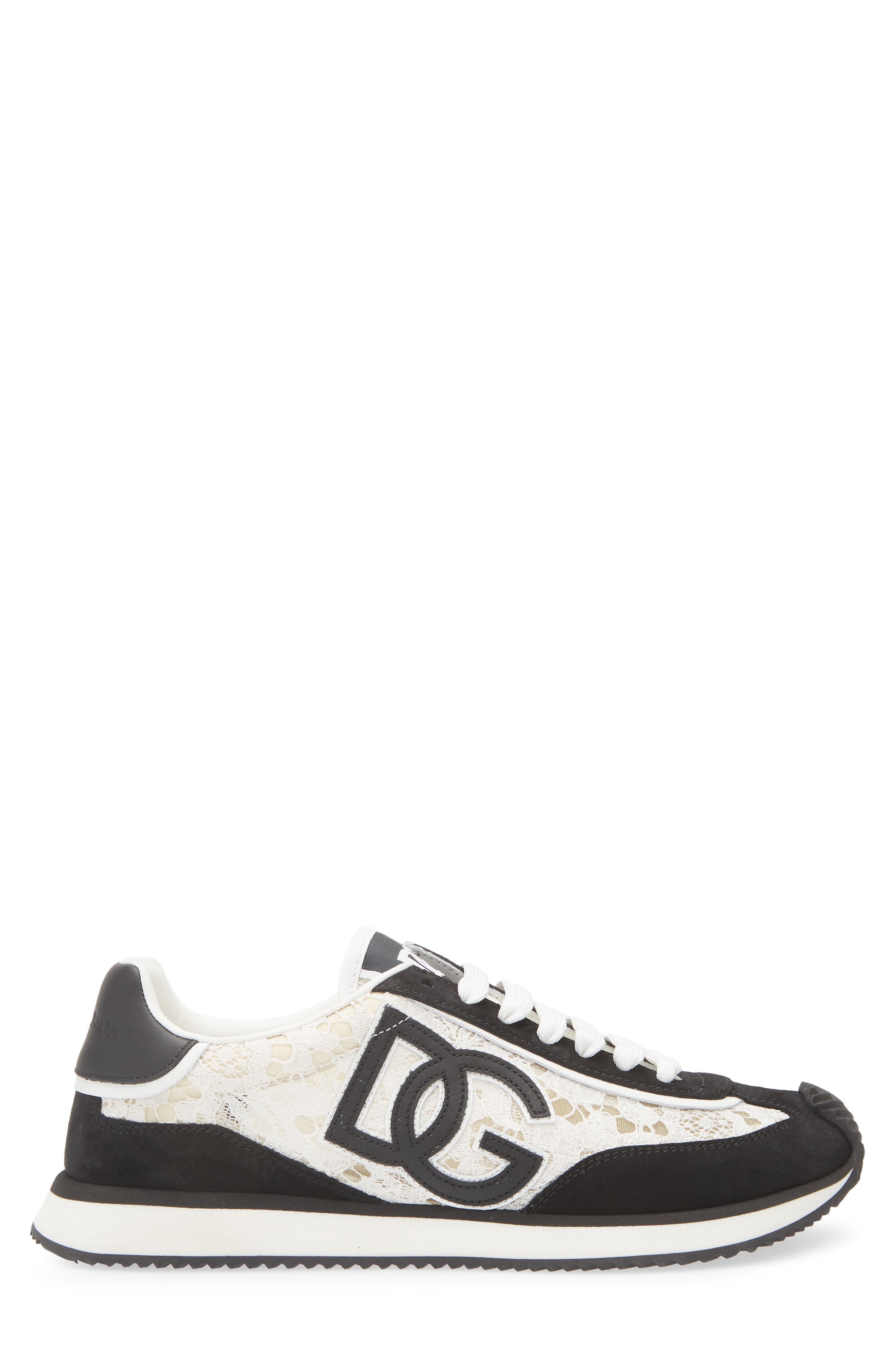Dolce&Gabbana Aria Logo Lace Sneaker in 89697 Bianco/Nero at Nordstrom - 3