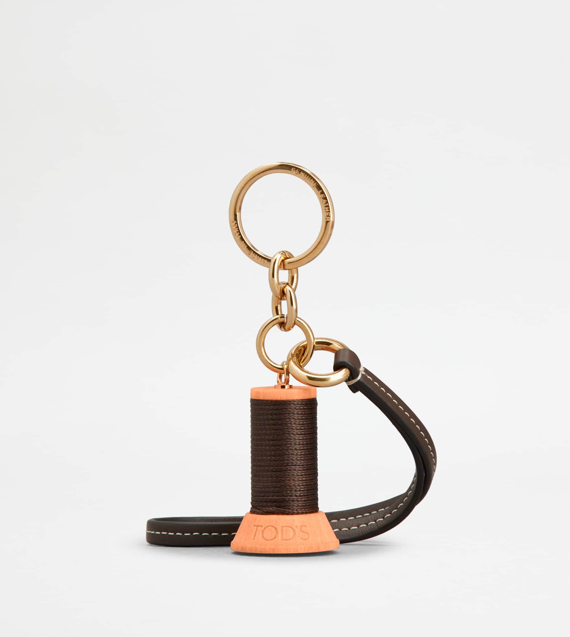 SPOOL PENDANT IN LEATHER - BROWN - 1