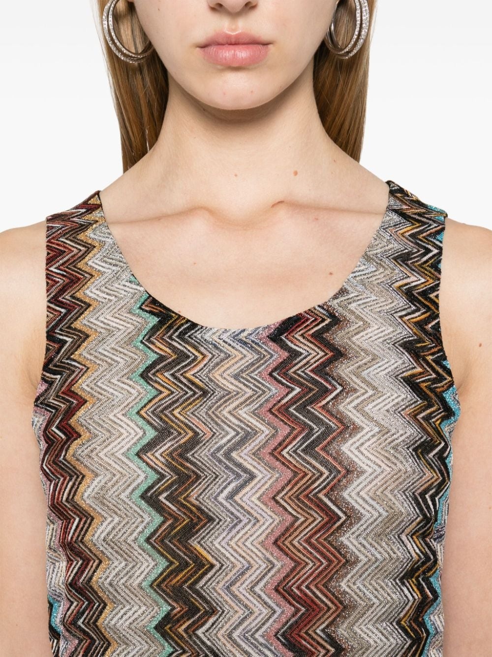 zigzag-motif lamé top - 5