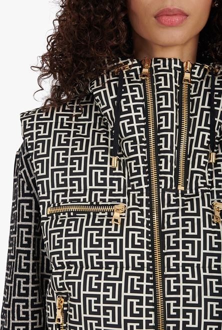 Ivory and black nylon quilted vest with Balmain monogram - 7