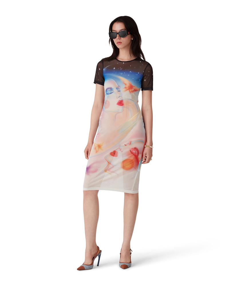 CASABLANCA Galactic Connection Mesh Short Sleeve Dress outlook