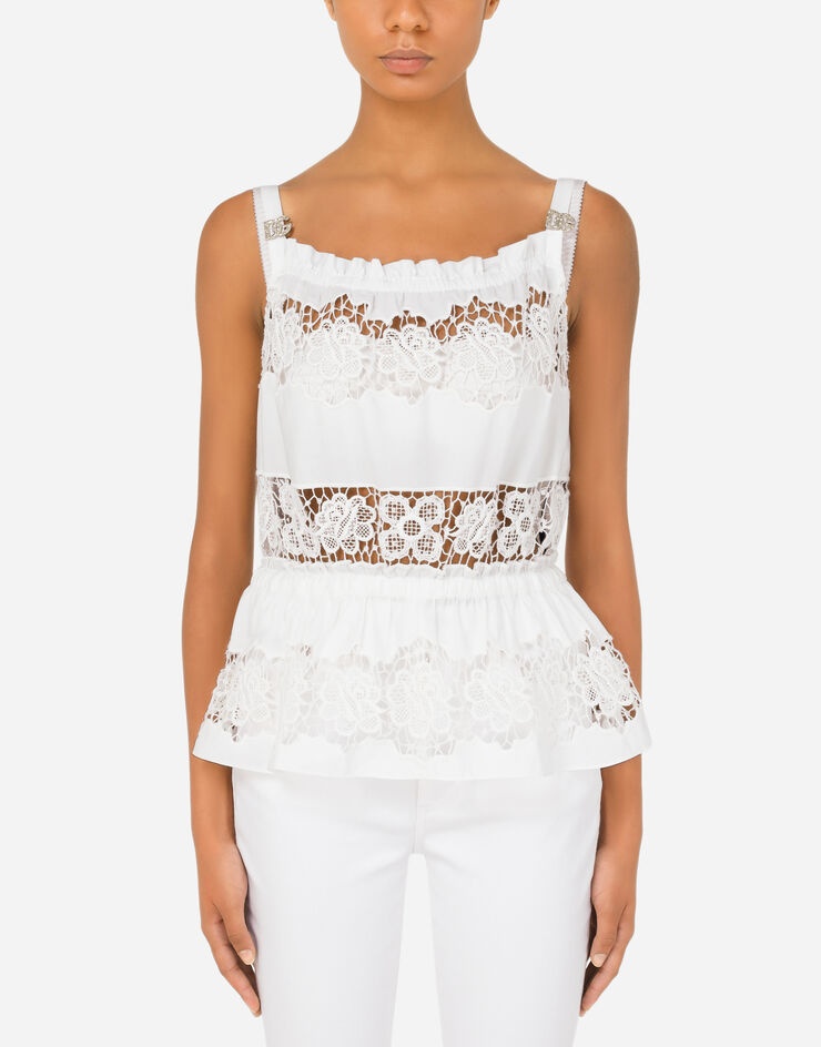 Poplin top with openwork embroidery - 1