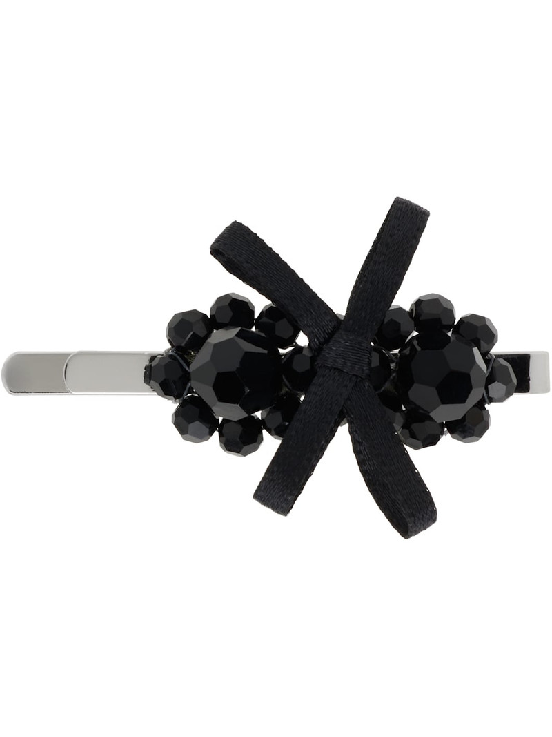 Black Petite Bow Mini Flower Hair Clip 1