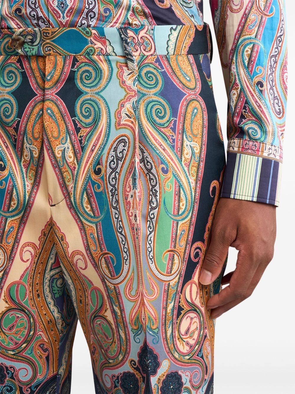 paisley print wool trousers - 5