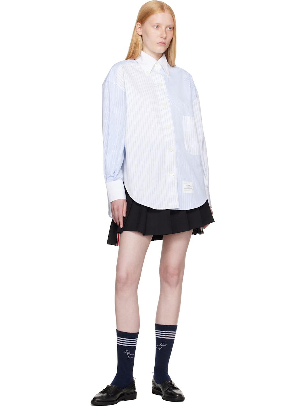 Black Wool Fresco Pleated Miniskirt - 4