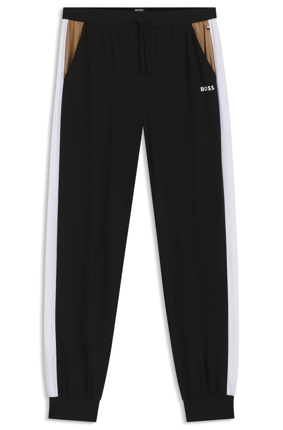 COTTON-BLEND PYJAMA BOTTOMS WITH CONTRAST PANELS - 1