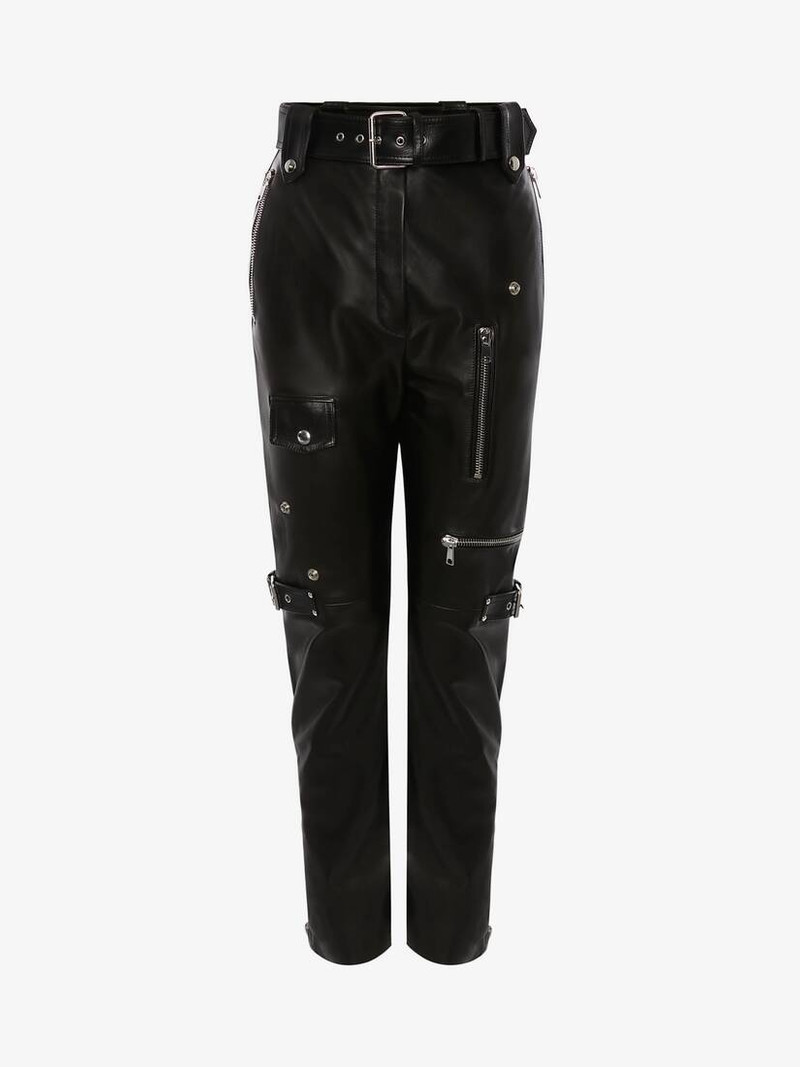 Leather Biker Trousers in Black 1