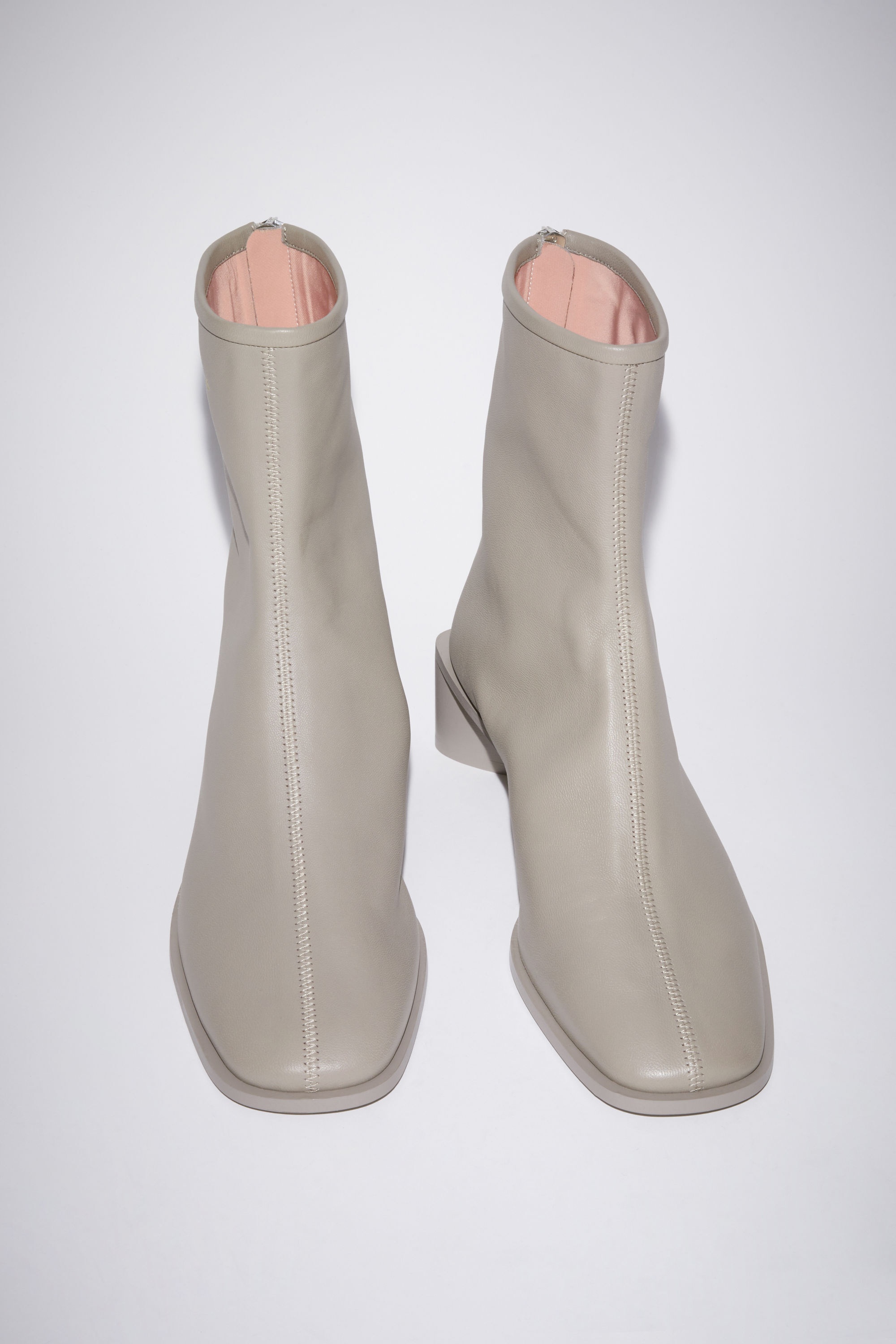 BRANDED LEATHER BOOTS - Light taupe - 3