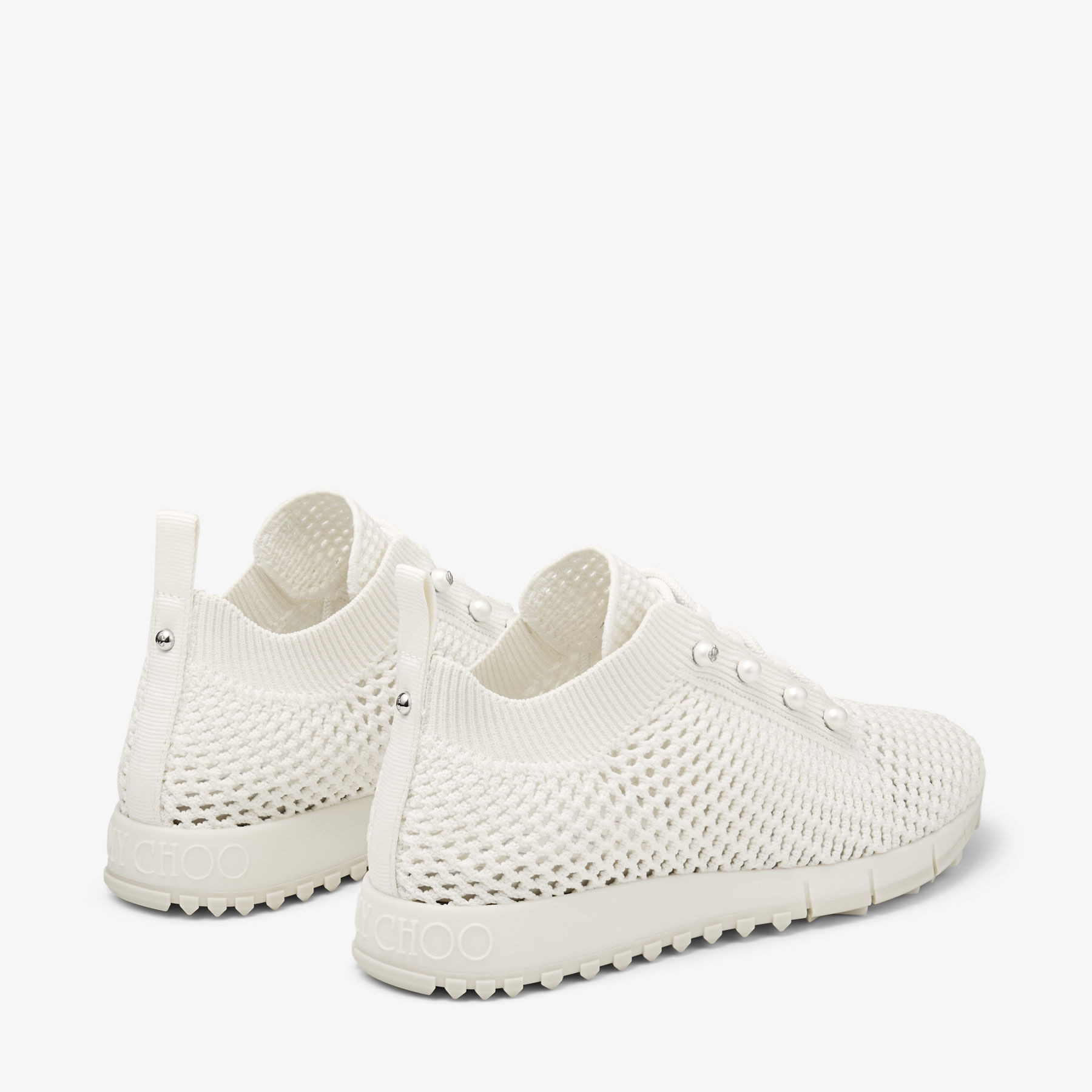Veles
Latte Crochet Knit Low-Top Trainers with Pearls - 6
