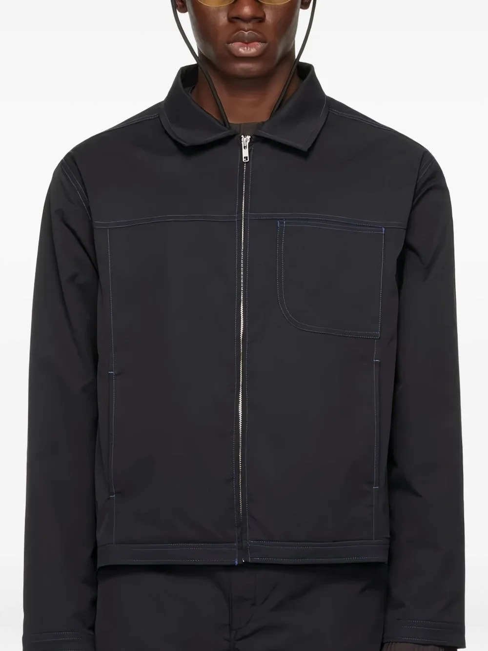 contrast-stitching jacket - 1