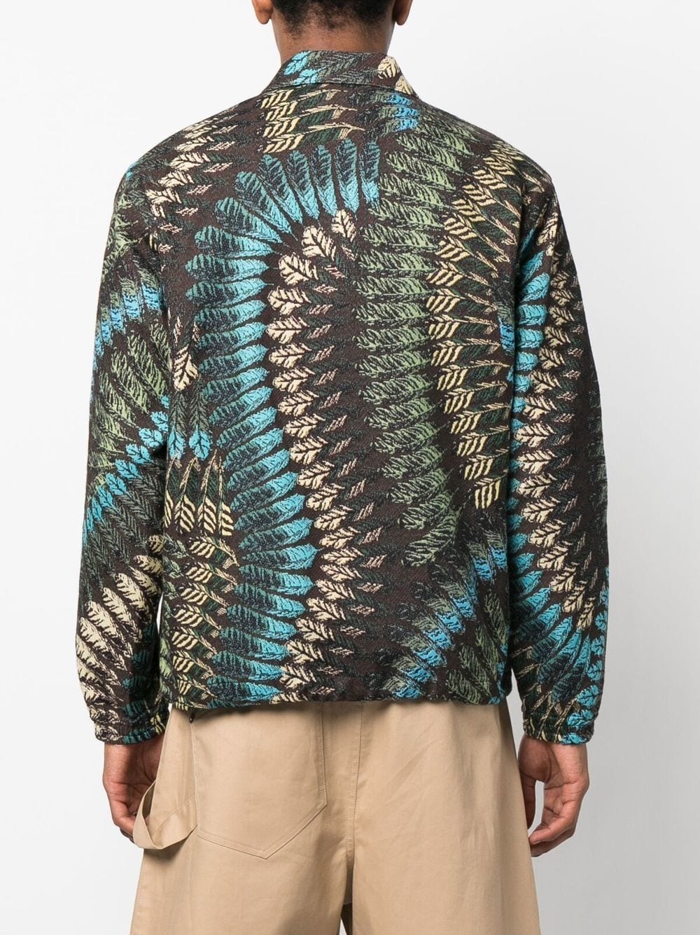 leaf-jacquard bomber jacket - 4
