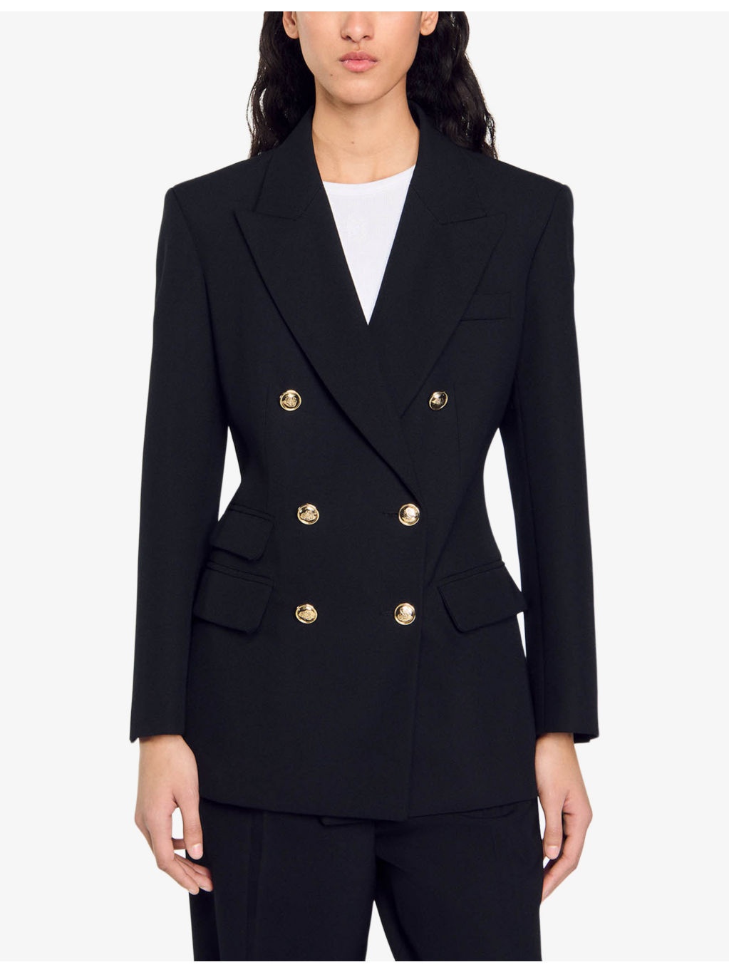 Lapel-collar double-breasted wool-blend blazer - 3
