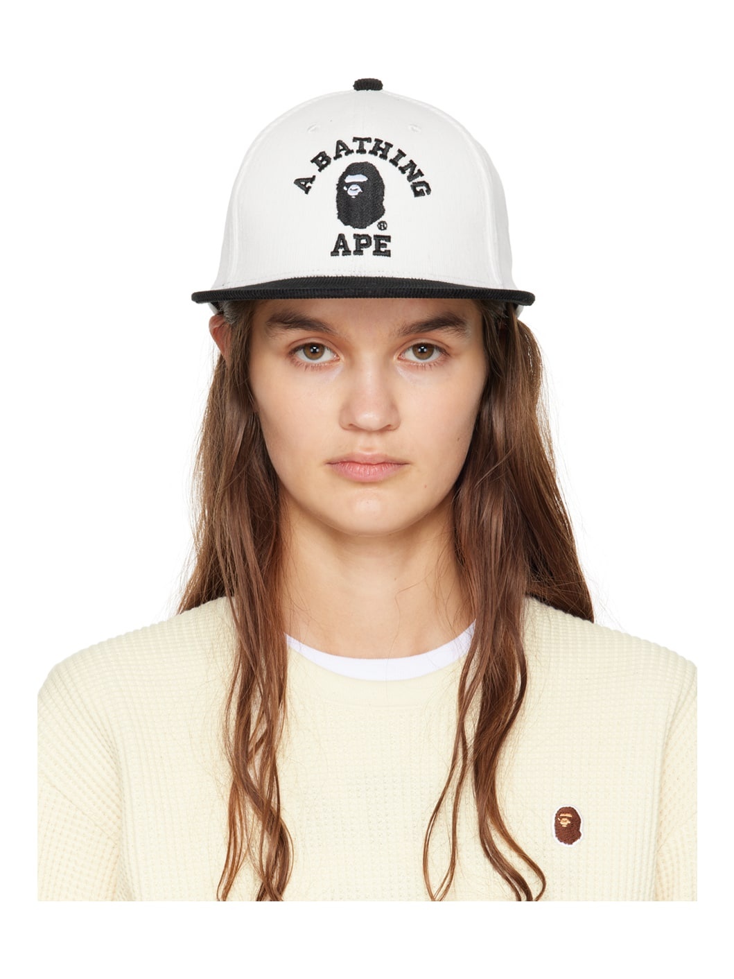 White Corduroy College Cap - 1