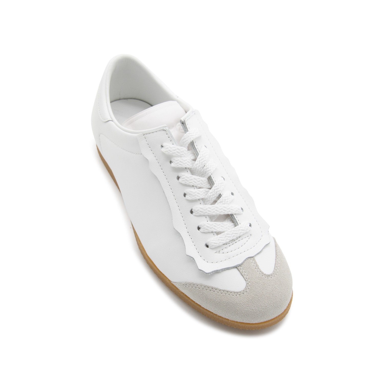 WHITE LEATHER AND GREY SUEDE SNEAKERS - 4