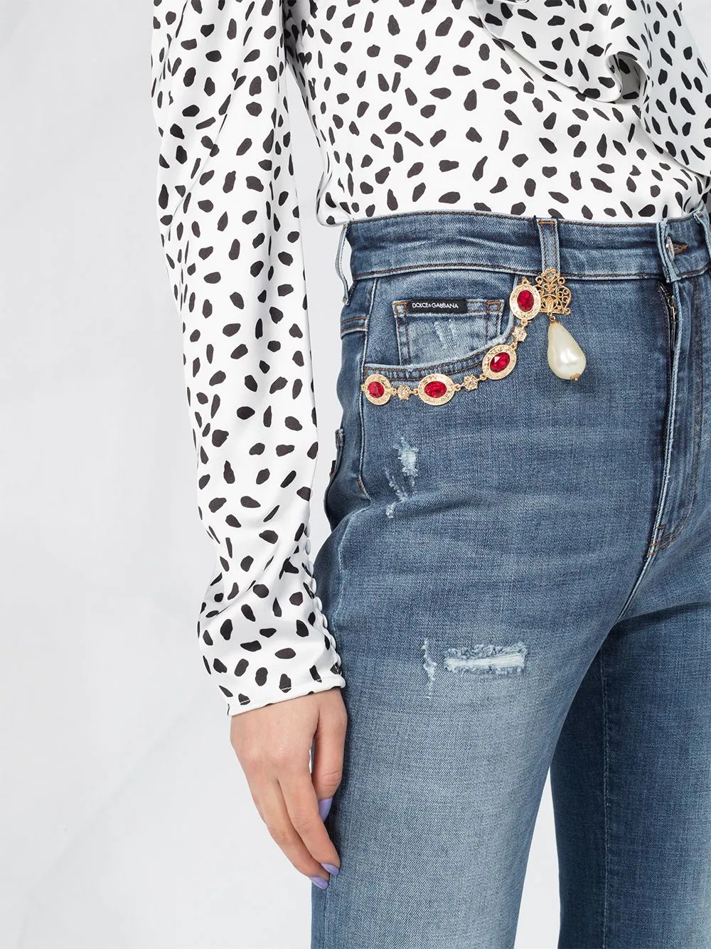 high-waisted cropped jeans - 5