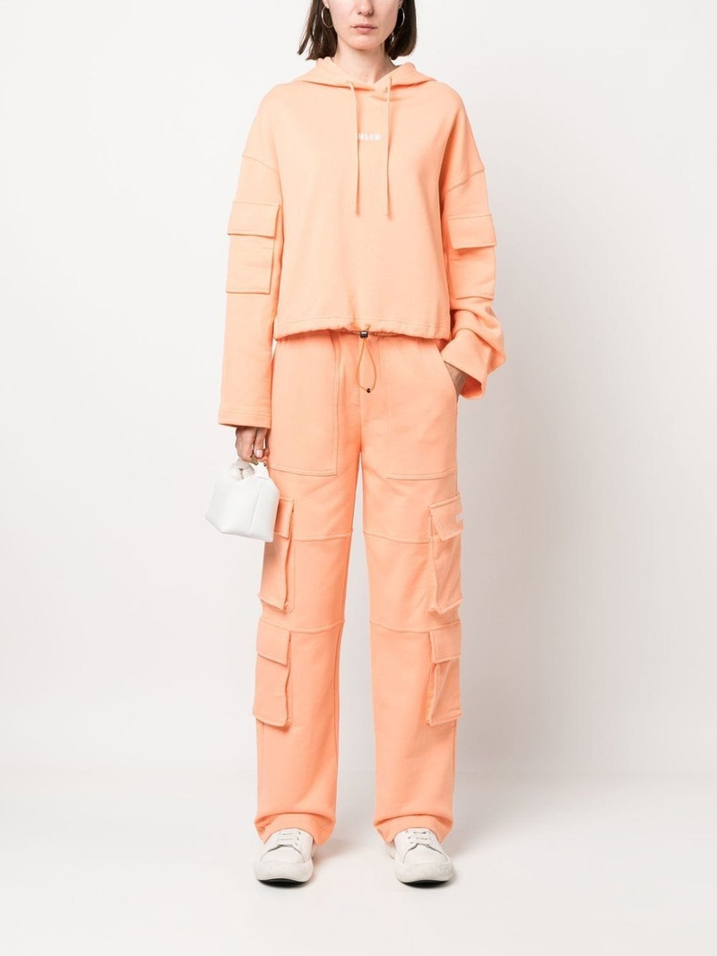 MSGM logo-print cotton hoodie outlook