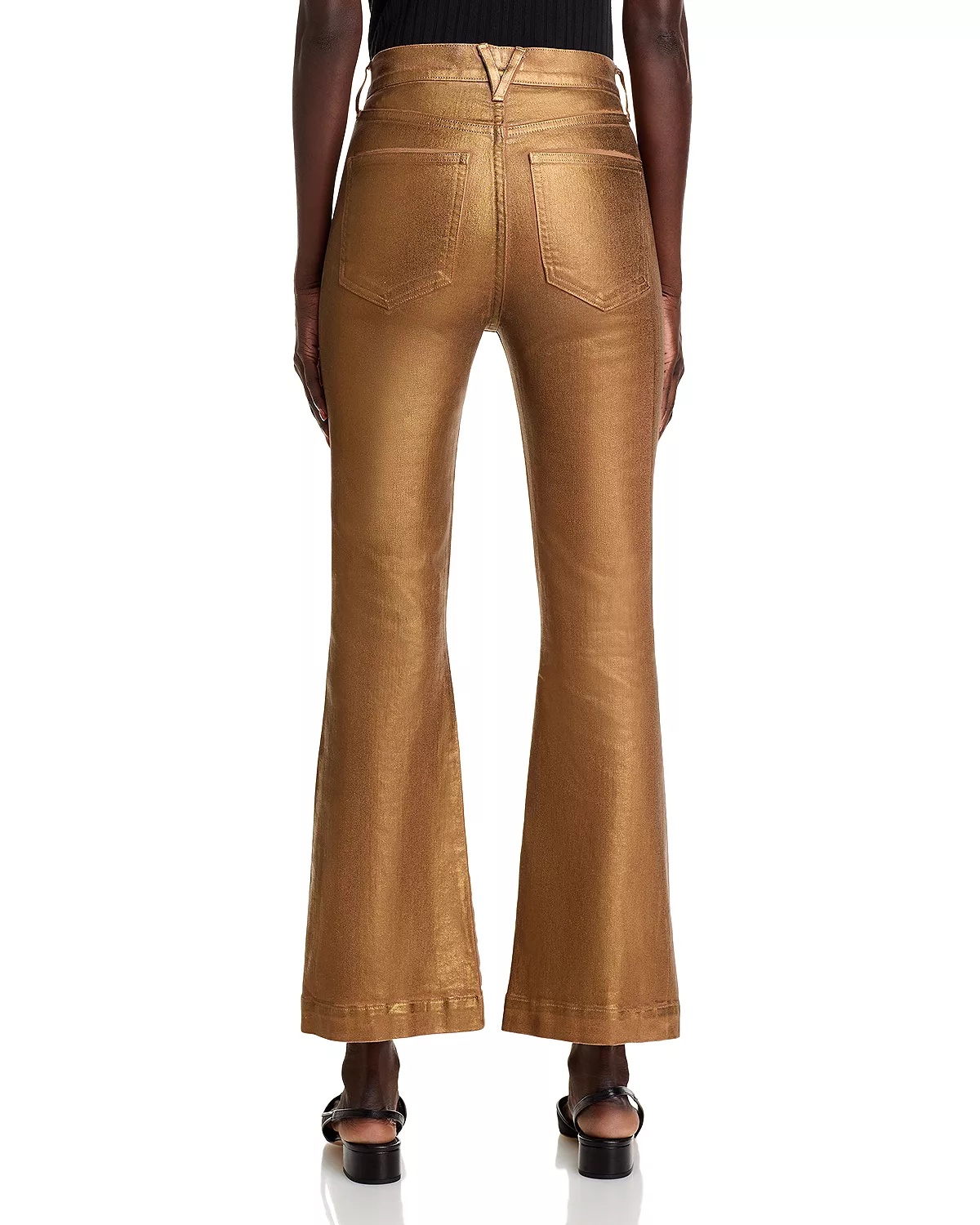 Carson High Rise Coated Ankle Flare Jeans in Antique Brass - 3