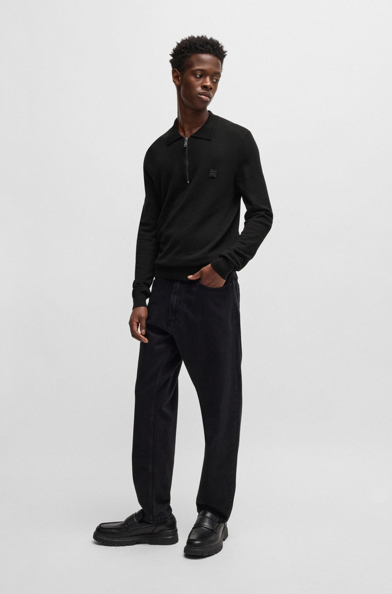 HUGO ZIP-NECK POLO SWEATER WITH STACKED LOGO outlook