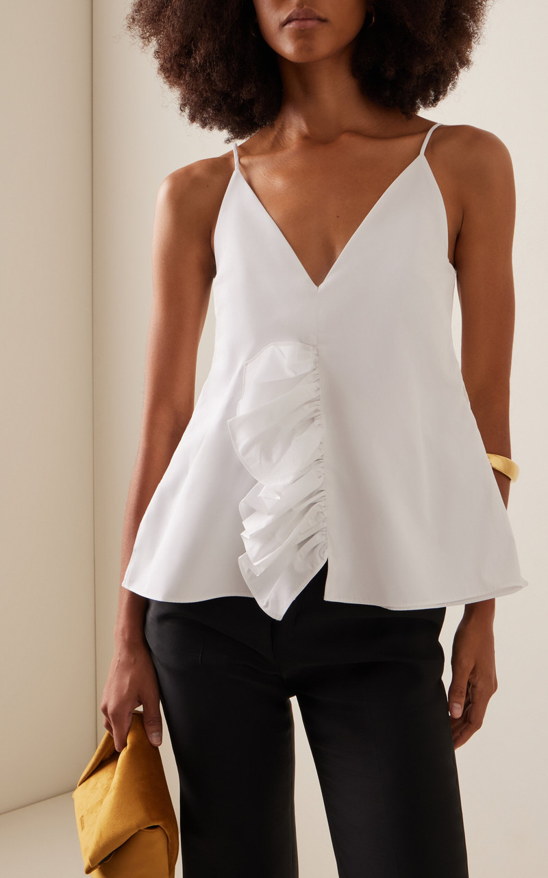 BITE Studios Ruffled Slit Cotton Top white outlook