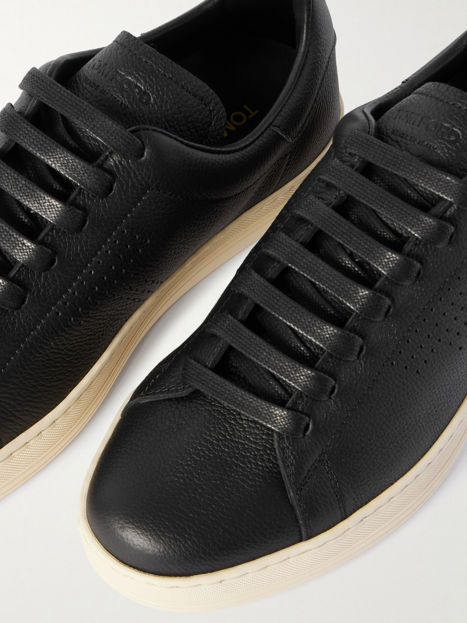 Warwick Perforated Full-Grain Leather Sneakers Black - 5