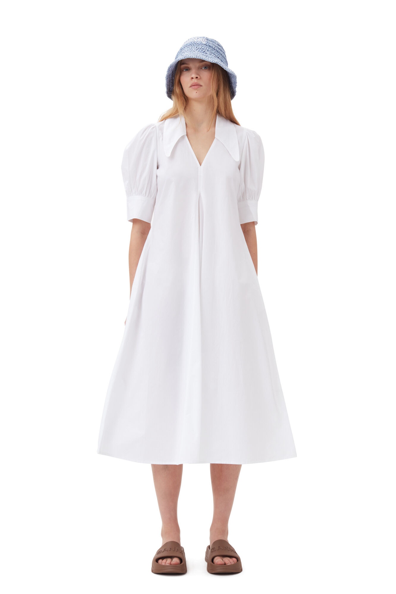 COTTON POPLIN COLLAR MIDI DRESS - 2