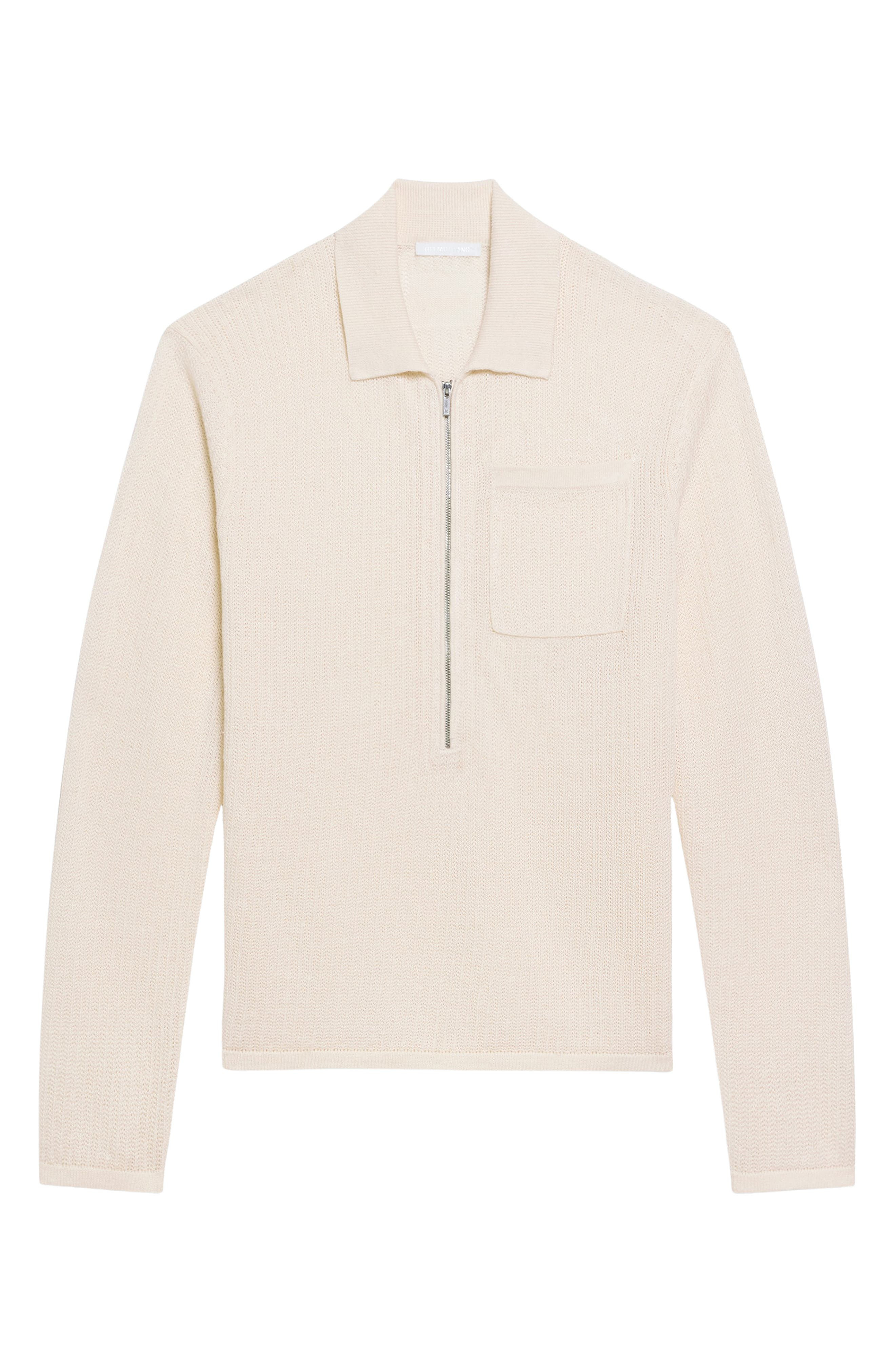 Helmut Lang Half Zip Linen Sweater in Ivory at Nordstrom - 5