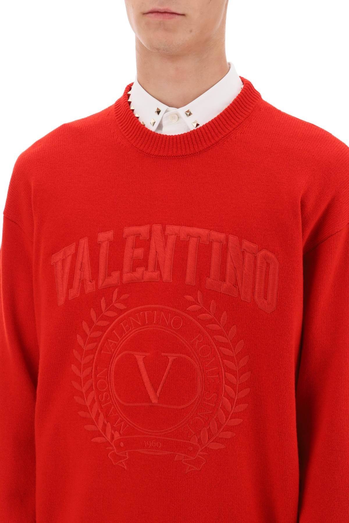 CREW-NECK SWEATER WITH MAISON VALENTINO EMBROIDERY - 5