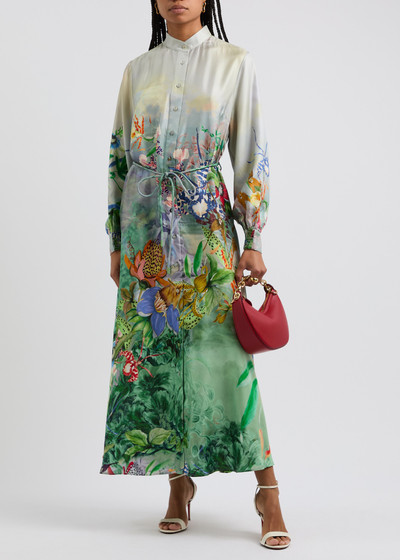 ALÉMAIS Mirage printed silk maxi shirt dress outlook