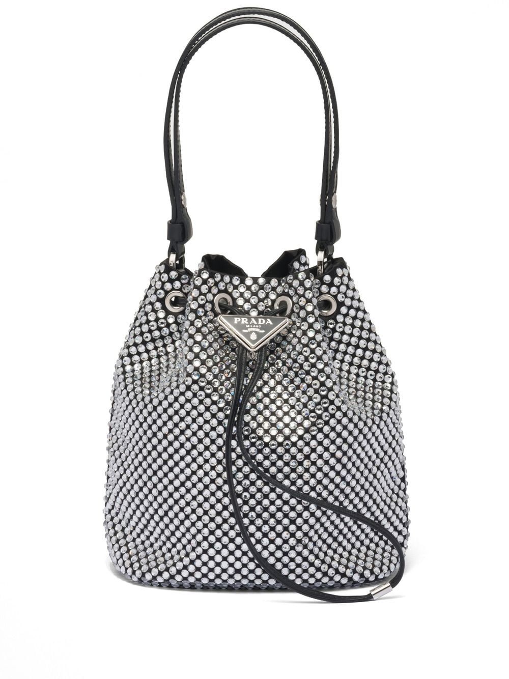 mini crystal-embellished satin bucket bag - 1