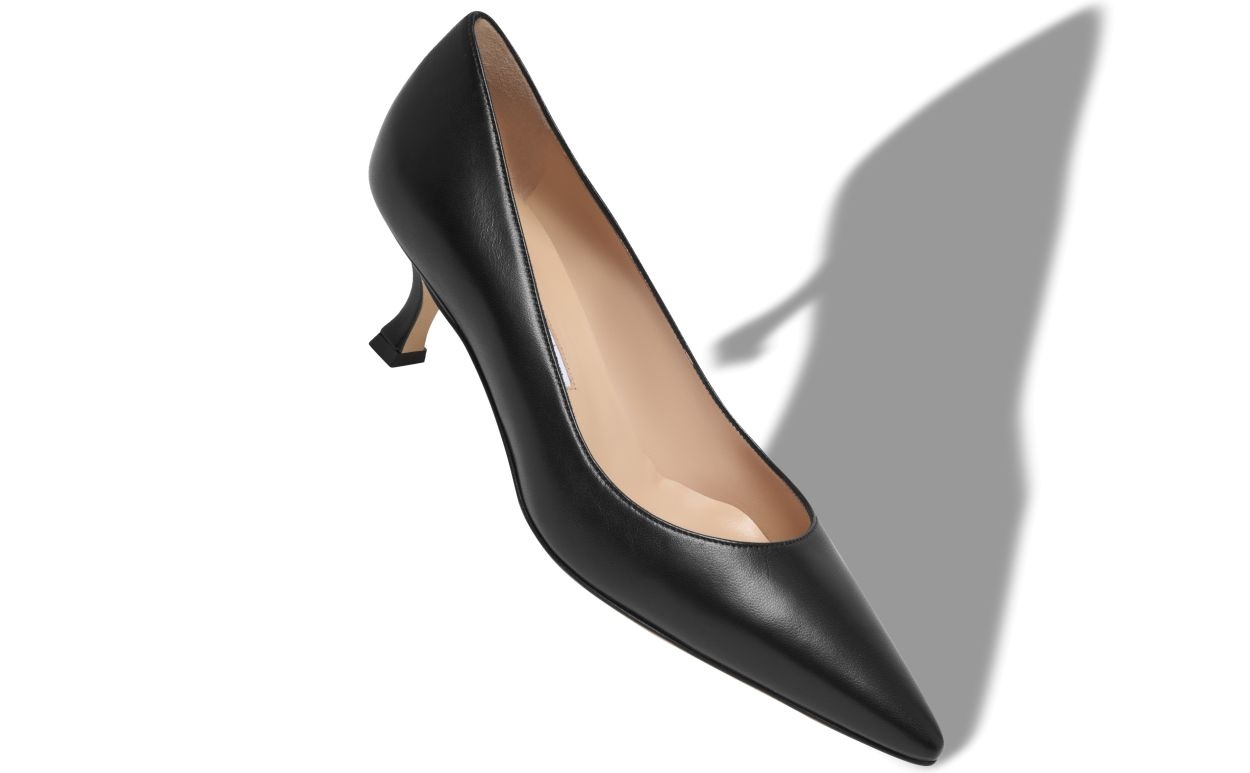 Black Nappa Leather Pointed Toe Pumps - 2