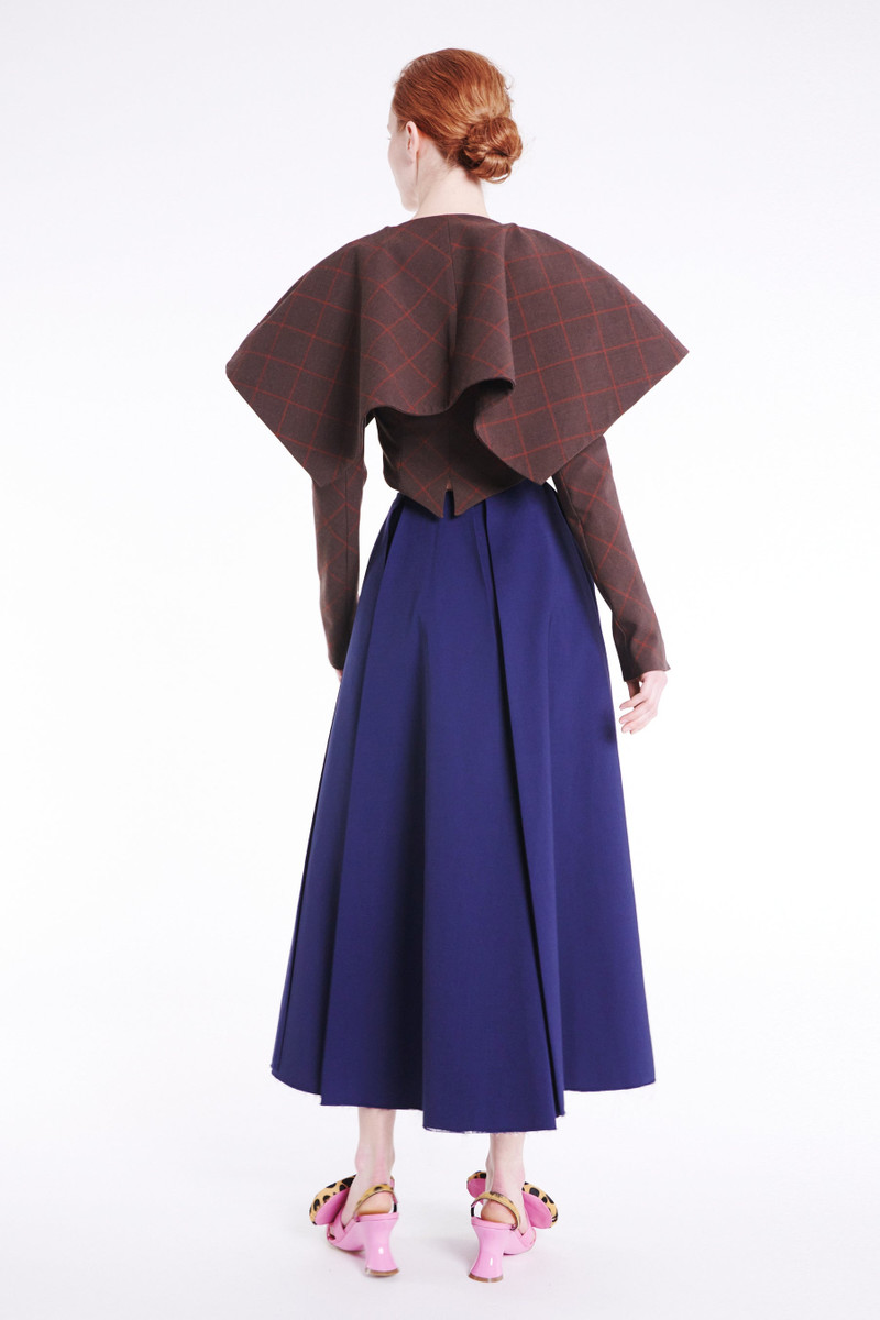CROPPED JACKET WITH COLLAR BROWN CHECK 7