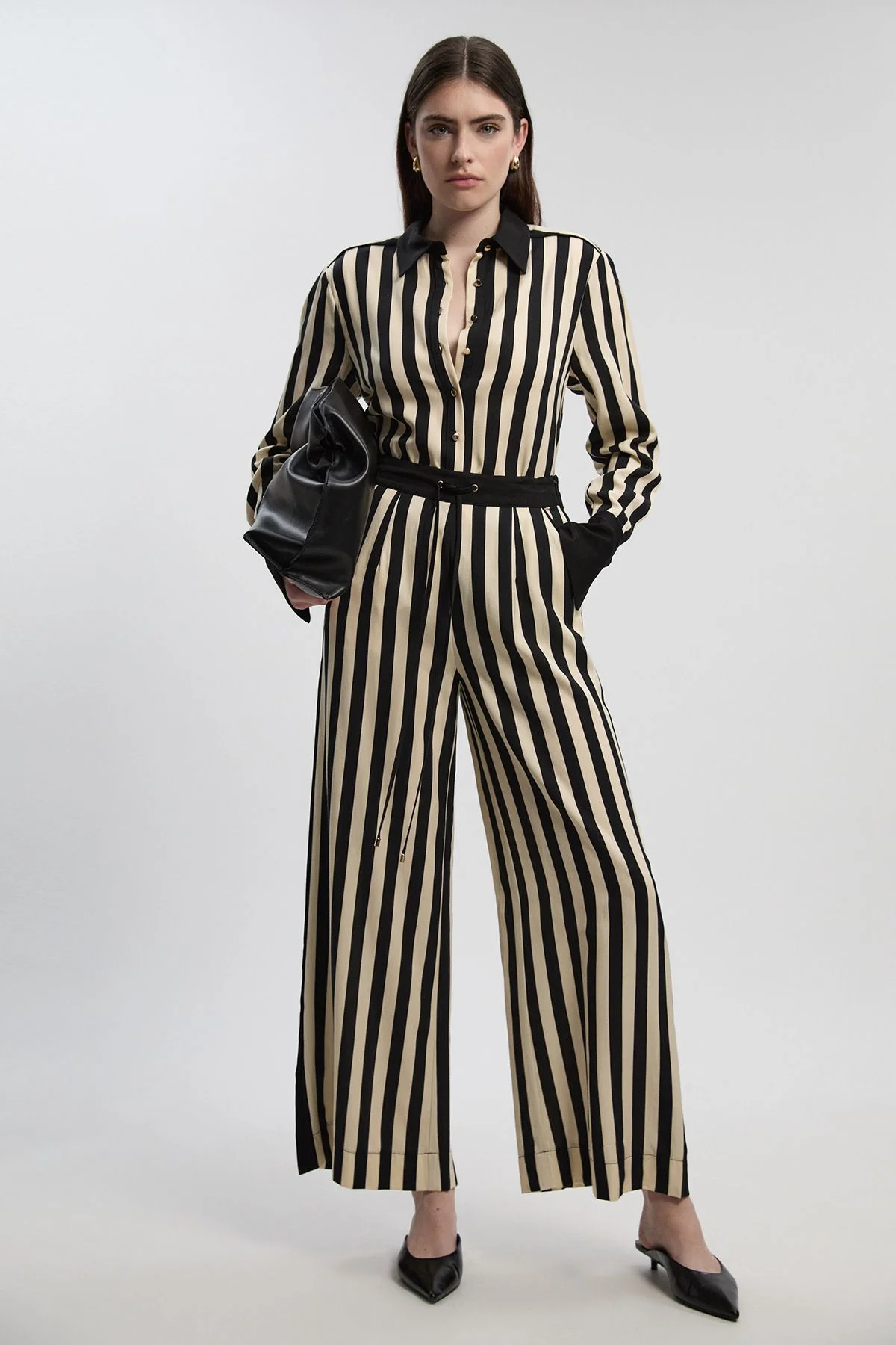 Mono Fluid Stripe Cotton Mix Woven Trouser - 1