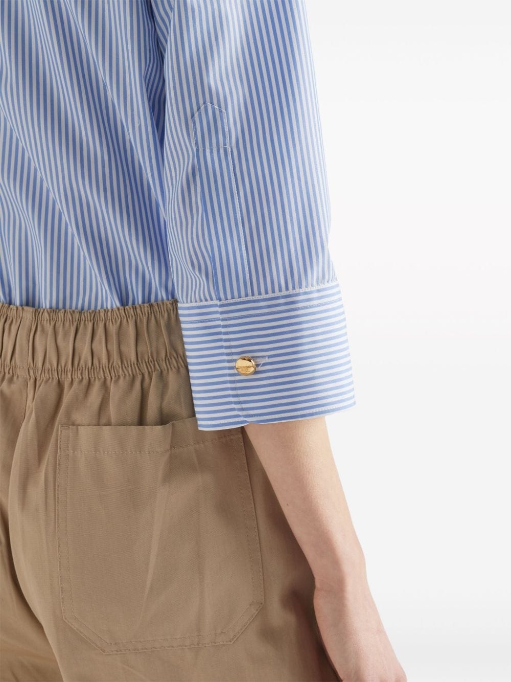 logo-embroidered striped shirt - 5