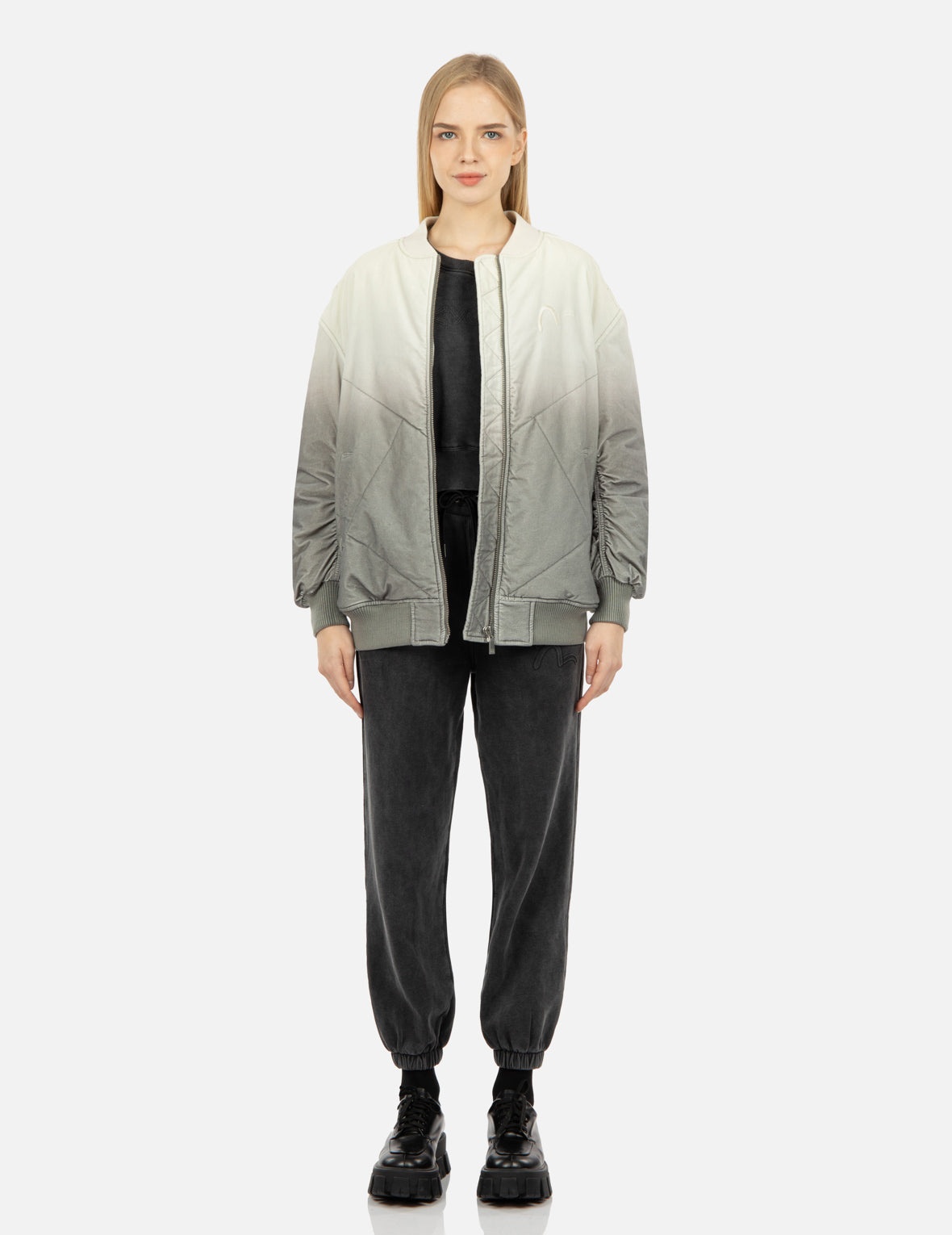 Gradient Oversized Padded Bomber Jacket - 6
